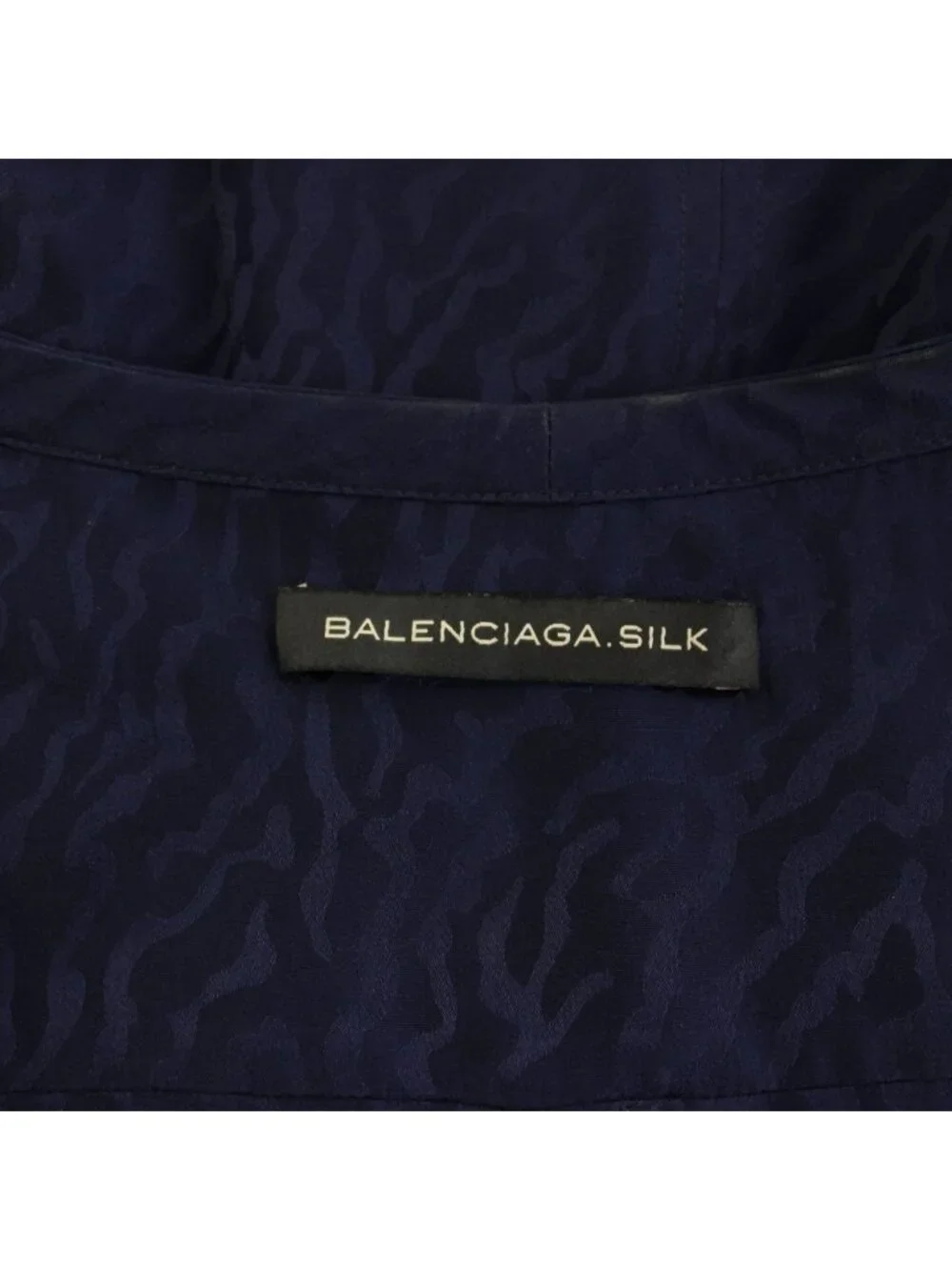 Balenciaga Silk Dress Knee Length Neck Half Sleeves Ribbon All Over Pattern 38